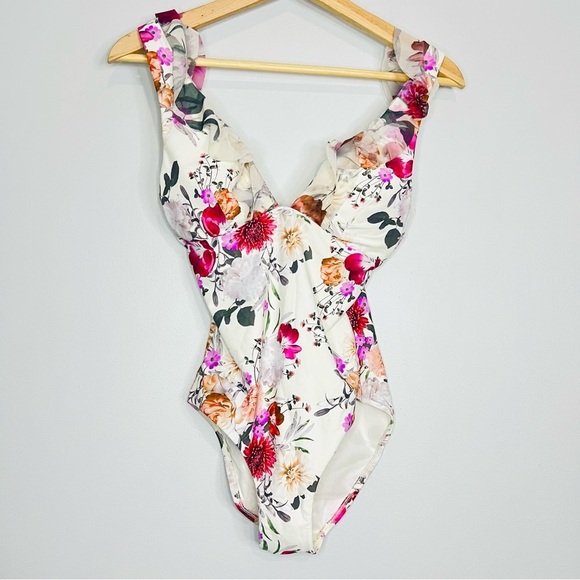 Anthropologie sea level belle frill Floral One-Piece Swimsuit size 4 - Picture 3 of 10